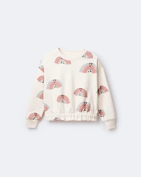 Toddler Girl Rainbow Paperbag Sweatshirt - Cream