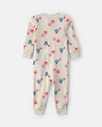 Toddler Girl 1-Piece Monster DreamPlush Snug Fit Pajama - Cream