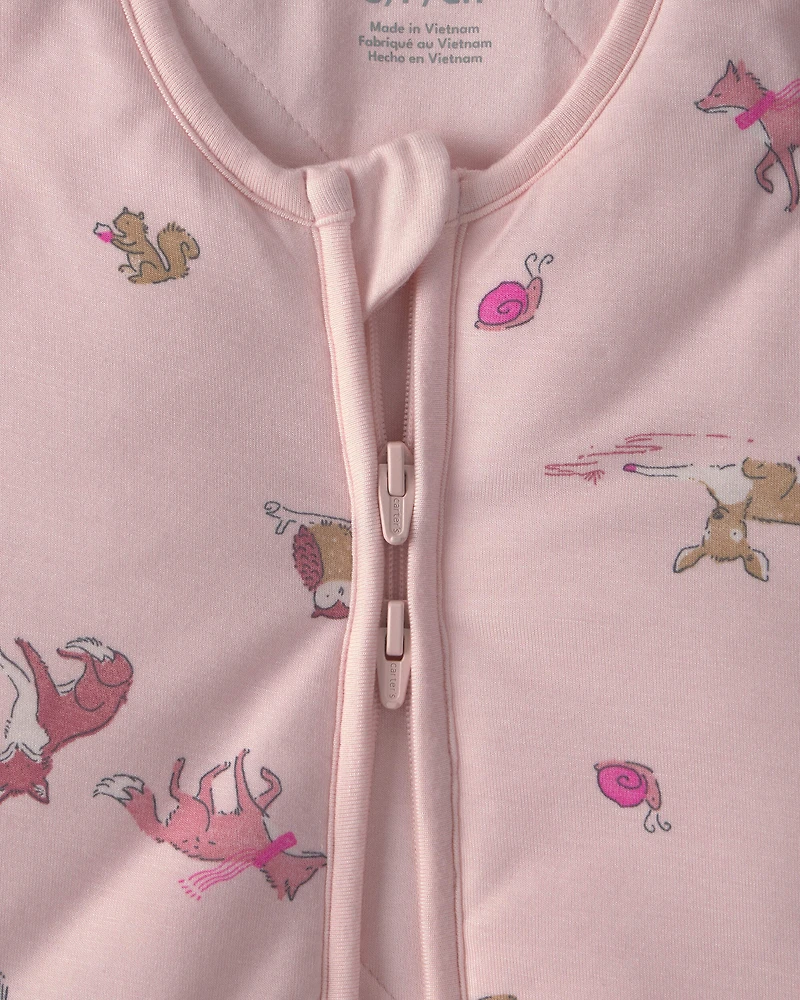 Baby Girl Woodland 2-Way Zip PurelySoft™ Wearable Blanket - Pink