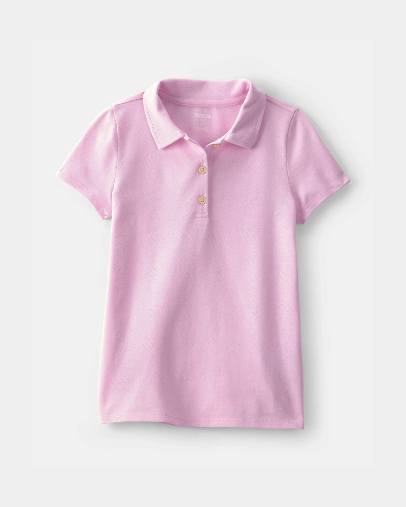 Girls 2-Pack Uniform Piqué Polo Shirts - Pink