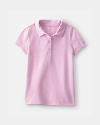 Girls 2-Pack Uniform Piqué Polo Shirts - Pink