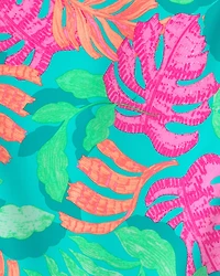 Girls Tropical Long-Sleeve 1-Piece Rashguard Swimsuit - Teal