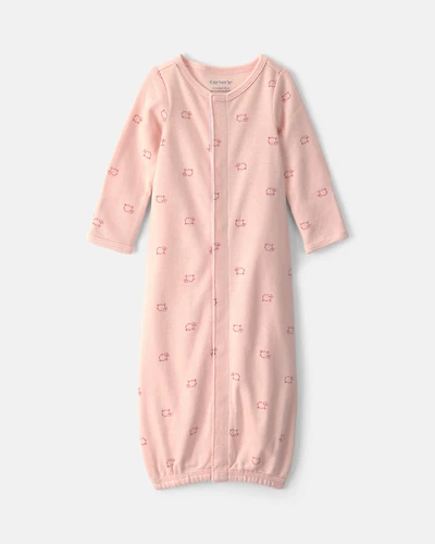 Baby Girl Sheep Long-Sleeve Sleeper Gown - Pink