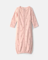 Baby Girl Sheep Long-Sleeve Sleeper Gown - Pink