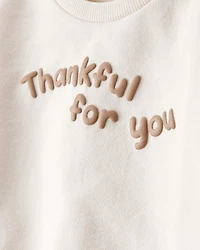 Baby 2-Piece Acorn Thanksgiving Print Cotton Long-Sleeve Tee & Pant Set - White