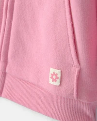 Baby Girl French Terry Zip-Up Hoodie - Pink