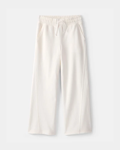 Girls French Terry Wide-Leg Pants - Cream
