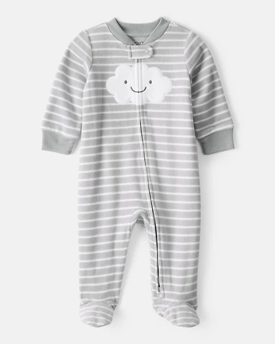 Baby Cloud Print Loose Fit Sleep & Play Pajamas - Grey