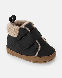 Baby Boy Sherpa Boots - Black/Brown