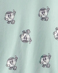Kids Soccer 100% Cotton Short-Sleeve Snug Fit 2-Piece Pajama Set - Green