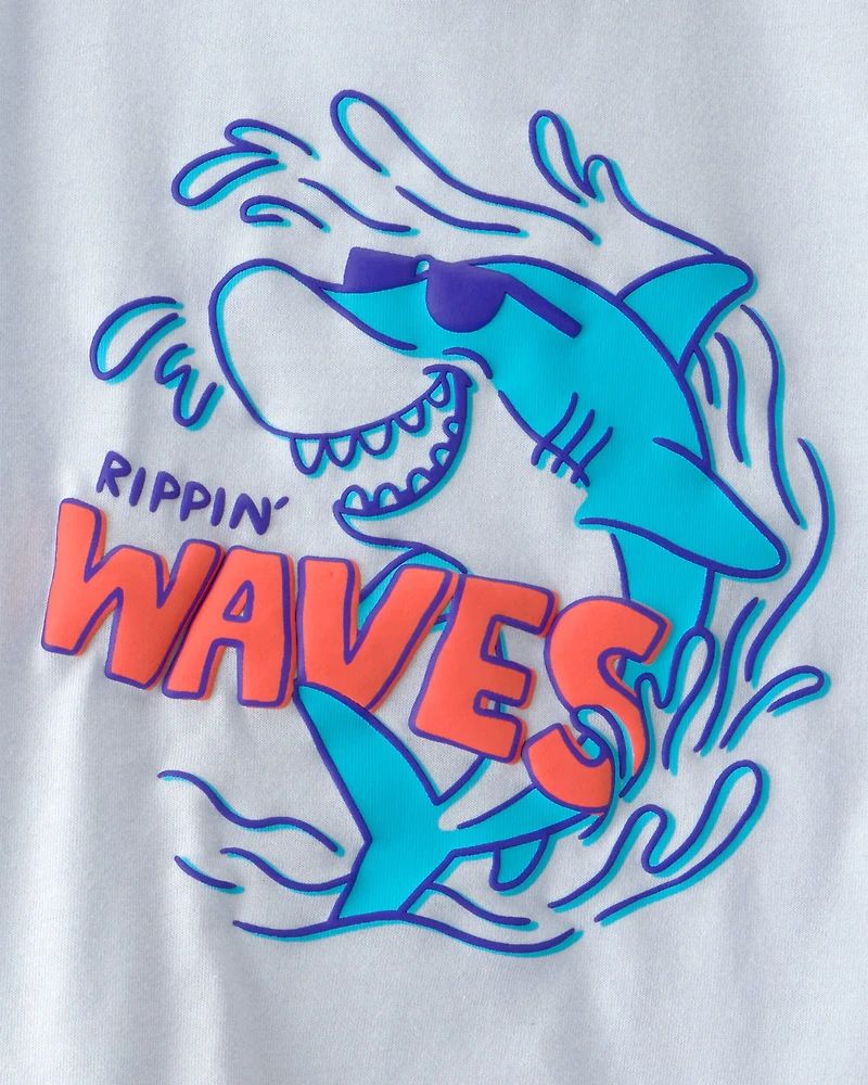 Baby Boy 2-Piece Shark Top & Short Set - Blue/Khaki