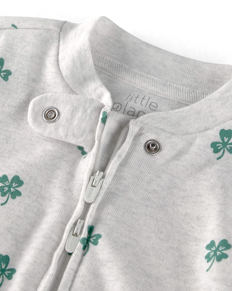 Baby Organic Cotton Sleep & Play Pajamas in Lucky Clovers Print