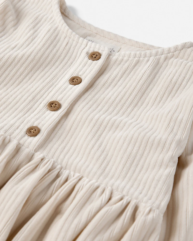 Toddler Girl Recycled Ribbed Velour Dress