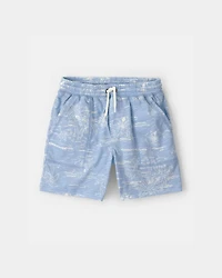 Boys Tropical Beach Knit Shorts - Blue