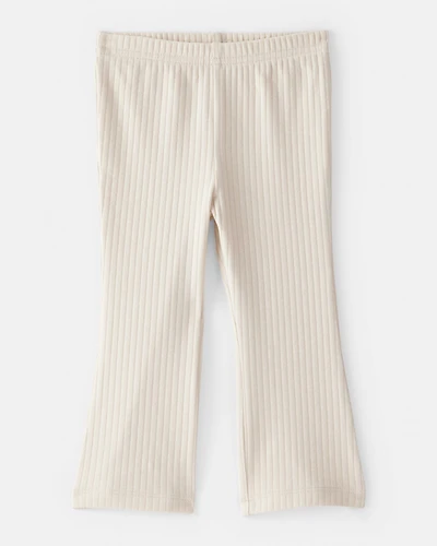 Baby Girl Rib Pull-On Stretch Flare Leggings - Cream