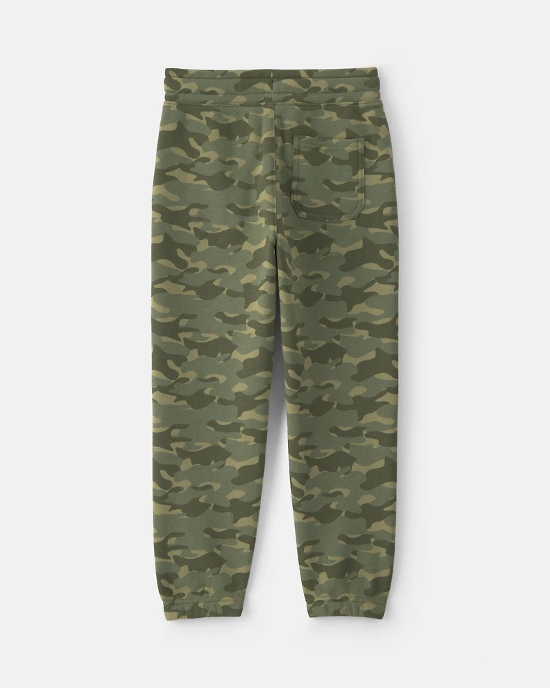 Boys Camo Fleece Joggers - Olive Green