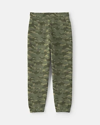 Boys Camo Fleece Joggers - Olive Green