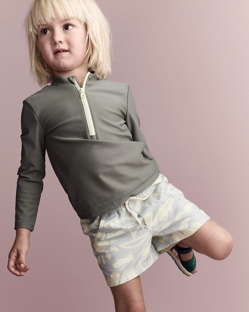 Toddler Half-Zip Long-Sleeve Rashguard - Olive