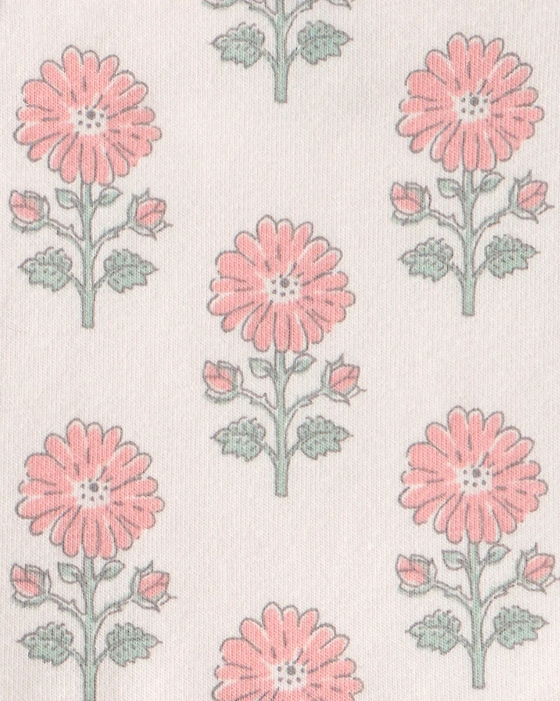 Baby Girl Organic Cotton Tiered Dress in Rosebud Petal Print