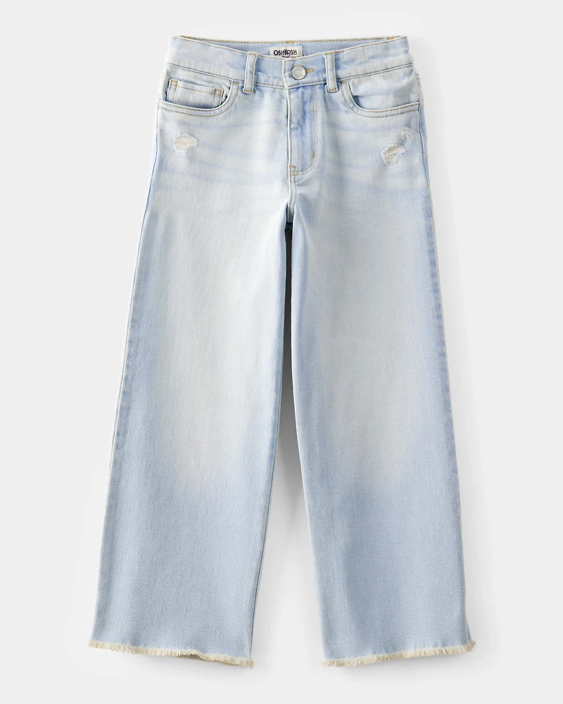 Girls High Rise Baggy Wide Leg Jeans - Light Denim Wash