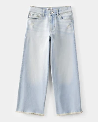 Girls High Rise Baggy Wide Leg Jeans - Light Denim Wash