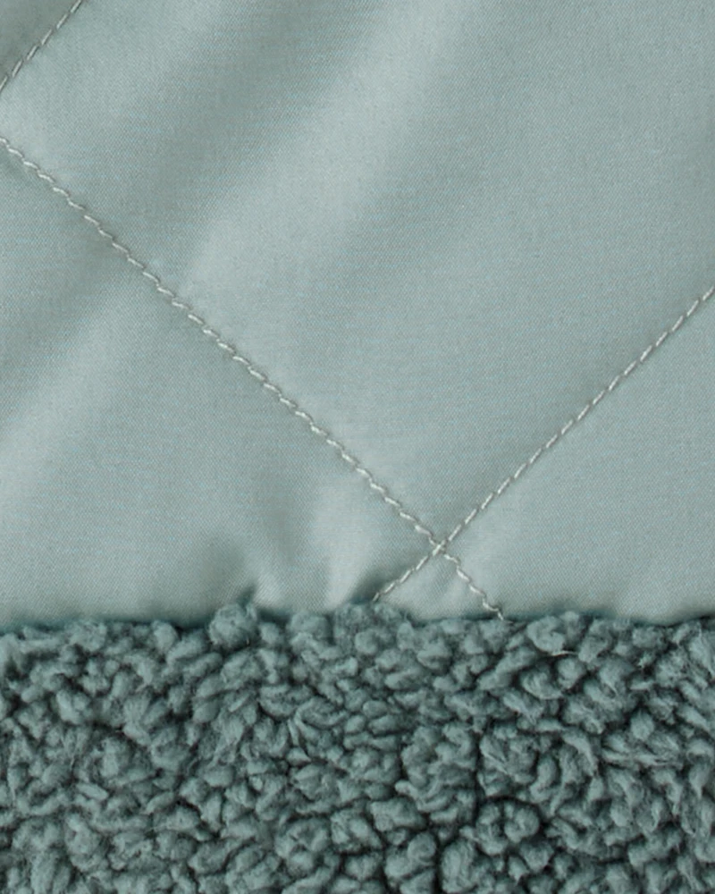 Baby Boy Long-Sleeve Midweight Quilted Sherpa Jacket - Green