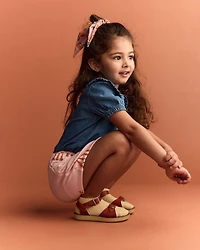 Toddler Girl Asymmetrical Skort in Big Top Print - Light Pink