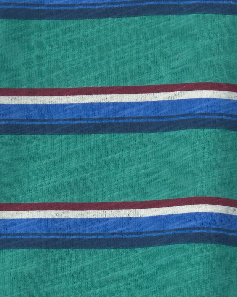 Toddler Boy Striped Henley T-Shirt - Green/Blue