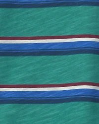 Toddler Boy Striped Henley T-Shirt - Green/Blue