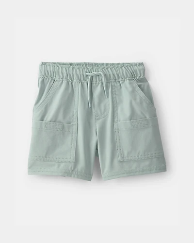 Baby Boy Poplin Drawstring Utility Shorts - Green