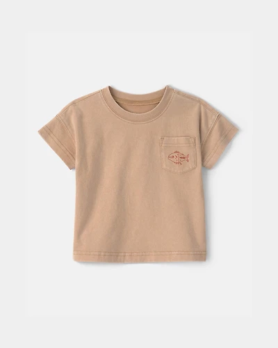 Baby Boy Fish Pocket Tee - Brown