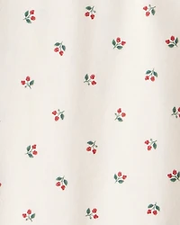 Toddler Girl Holly Berry Print Cotton Long-Sleeve Top - Cream