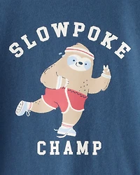 Toddler Boy "Slowpoke Champ" Long-Sleeve Graphic Tee - Blue