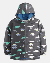 Boys Dinosaur Color Changing Rain Jacket - Grey