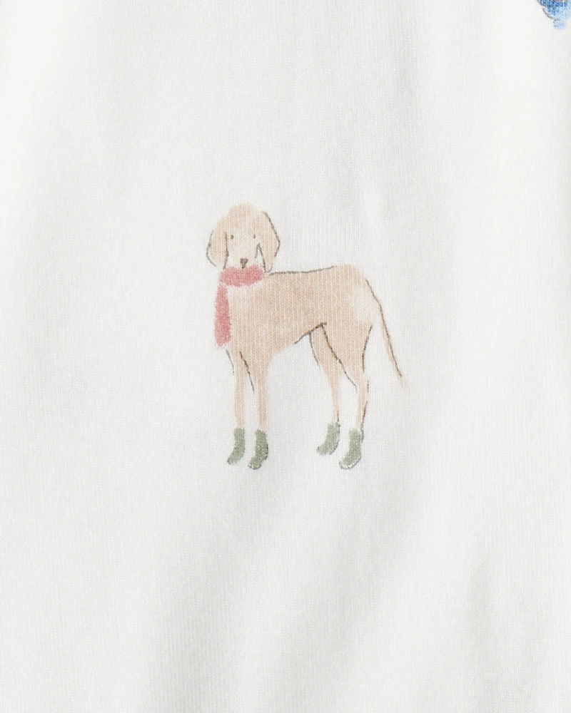 Baby Dog Print PurelySoft Snug Fit Sleep & Play Pajamas - White