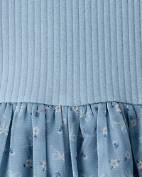 Baby Girl Floral Print Long-Sleeve Dress - Blue