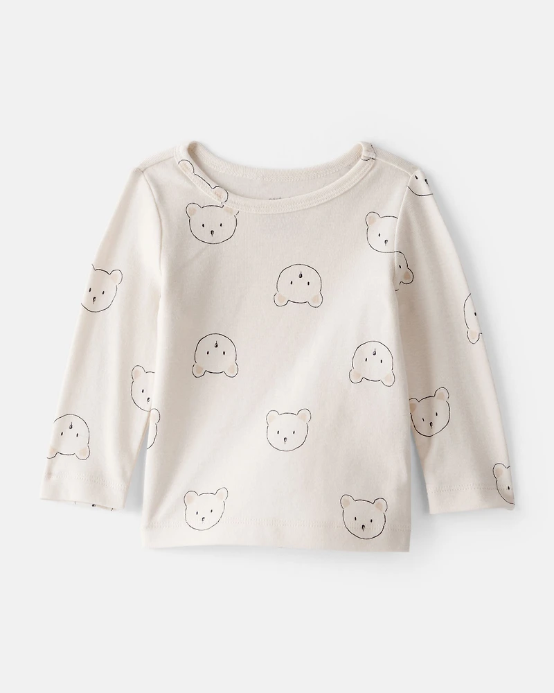 Baby Boy 2-Piece Bear Sherpa Long-Sleeve Overall Set - Brown