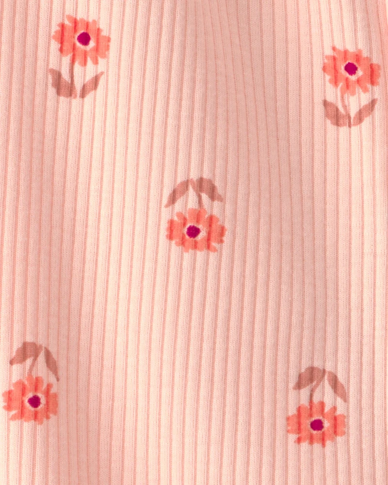 Baby Girl Floral 2-Way Zip Sleep & Play Pajama - Orange