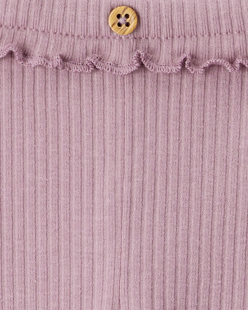 Baby Girl 2-Pack Ruffle Waist Rib Pants - Purple
