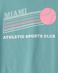 Girls 'Miami Sports Club' Graphic Tee - Blue