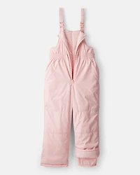 Girls Overall Snow Bibs - Pink