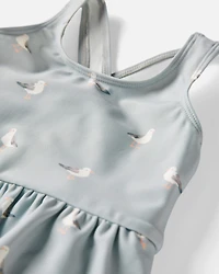 Baby Girl Recycled Seagull-Print Ruffle Swimsuit