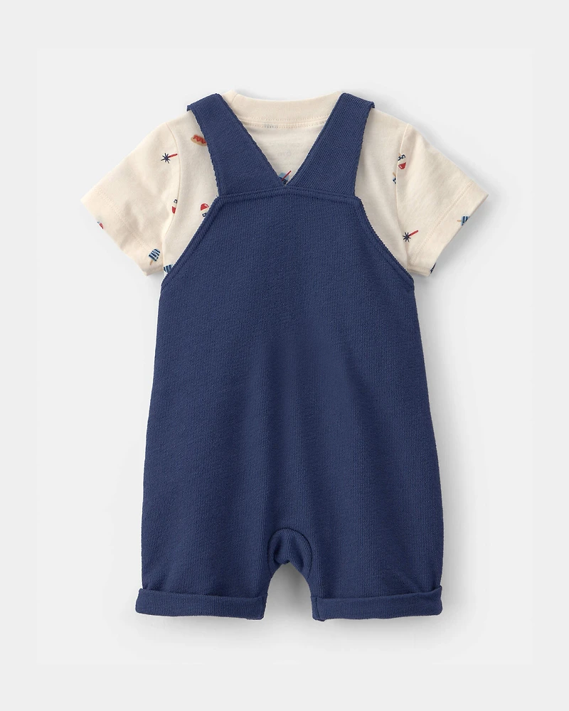 Baby Boy 3-Piece Fourth of July Overall Set - Navy/Cream
