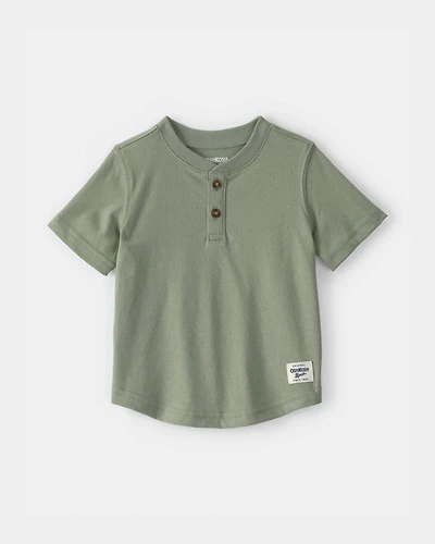 Baby Boy Short-Sleeve Henley T-Shirt - Olive