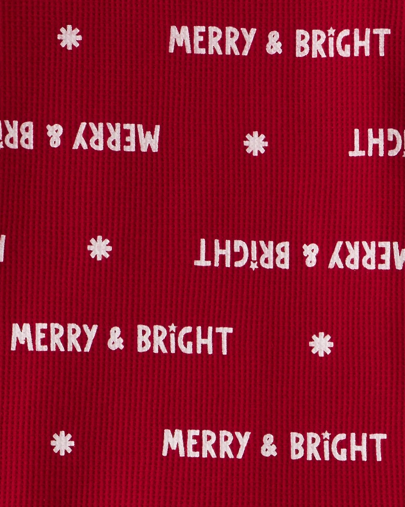 Kid Merry & Bright Christmas Cotton Long-Sleeve Snug Fit 2-Piece Pajamas - Red