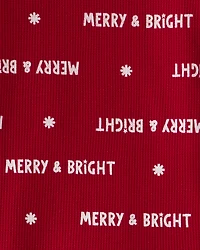 Kid Merry & Bright Christmas Cotton Long-Sleeve Snug Fit 2-Piece Pajamas - Red