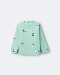 Toddler Boy Emotions Long Sleeve Relaxed Graphic Tee - Green