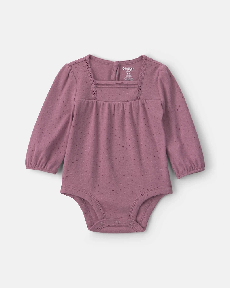Baby Girl Long-Sleeve Fashion Bodysuit - Purple