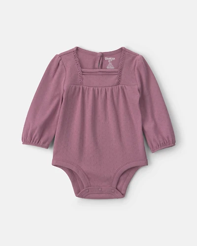 Baby Girl Long-Sleeve Fashion Bodysuit - Purple