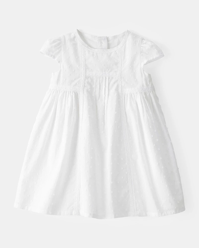 Baby Girl Textured Babydoll Dress - White